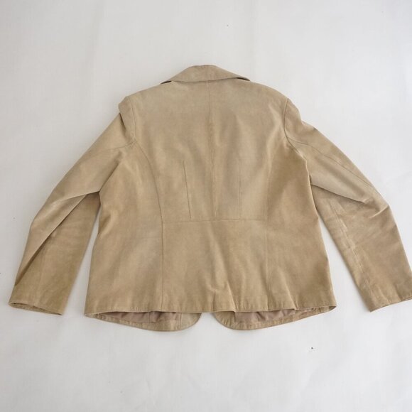 Vintage Denver Hayes Beige 100% Suede Leather Button Up Blazer Jacket 2Xl - Picture 15 of 15